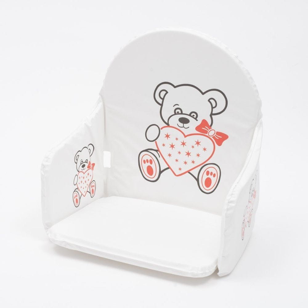 NEW BABY Vložka do drevených jedálenských stoličiek typu Victory biela medvedík a srdiečko